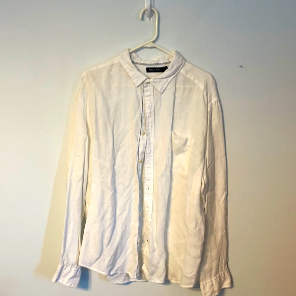 Nautica White Linen button down XXL